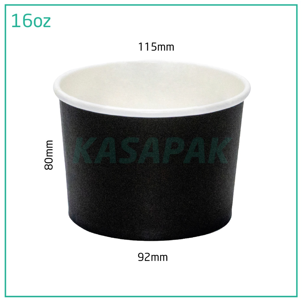 16oz Black Paper Soup Bowl 500/ctn