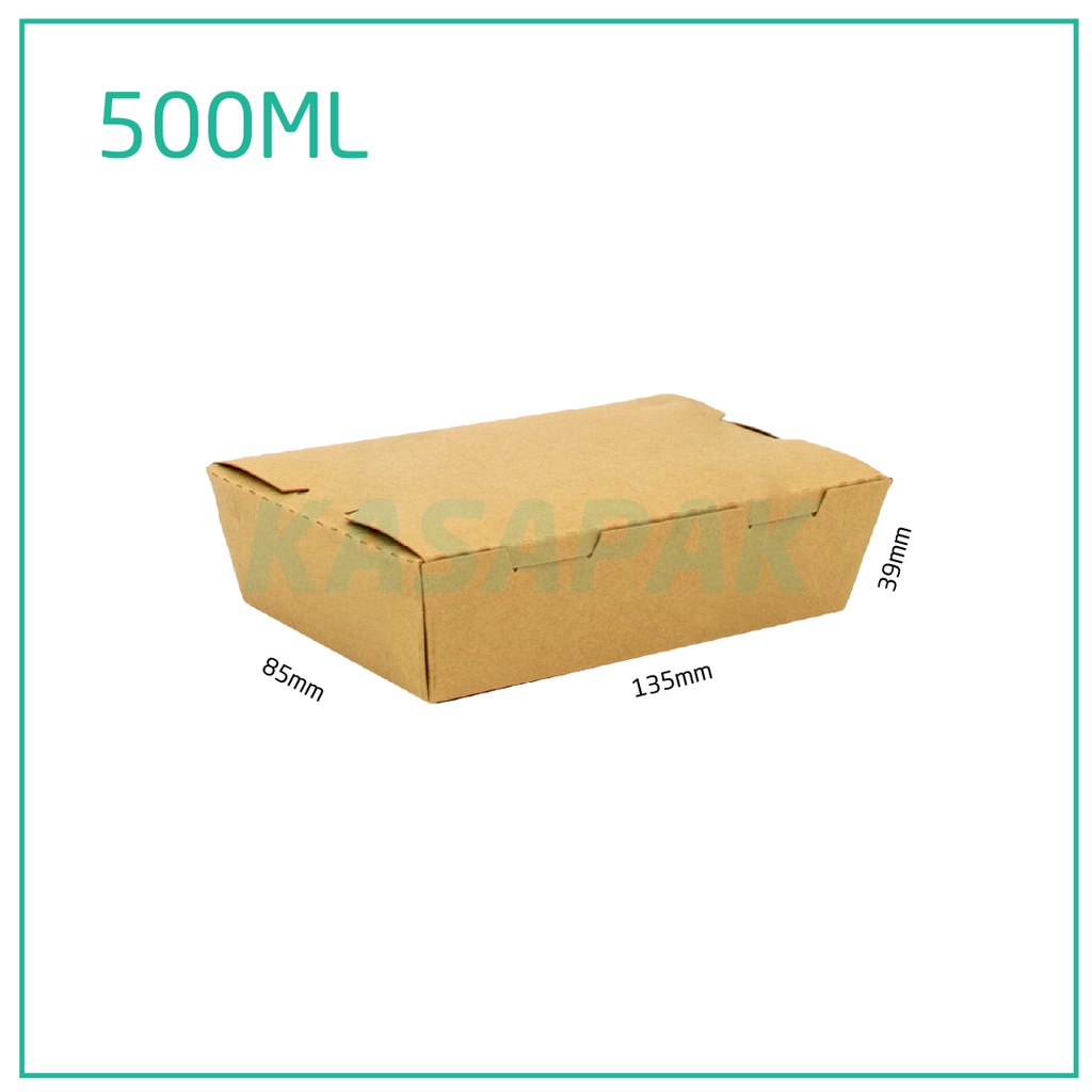 500ml A Kraft Paper Lunch Box 200/ctn