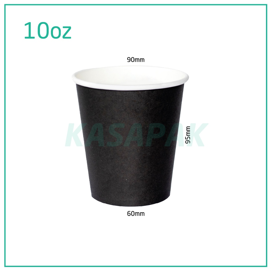 10oz Single Wall Black Paper Cup 1000/ctn