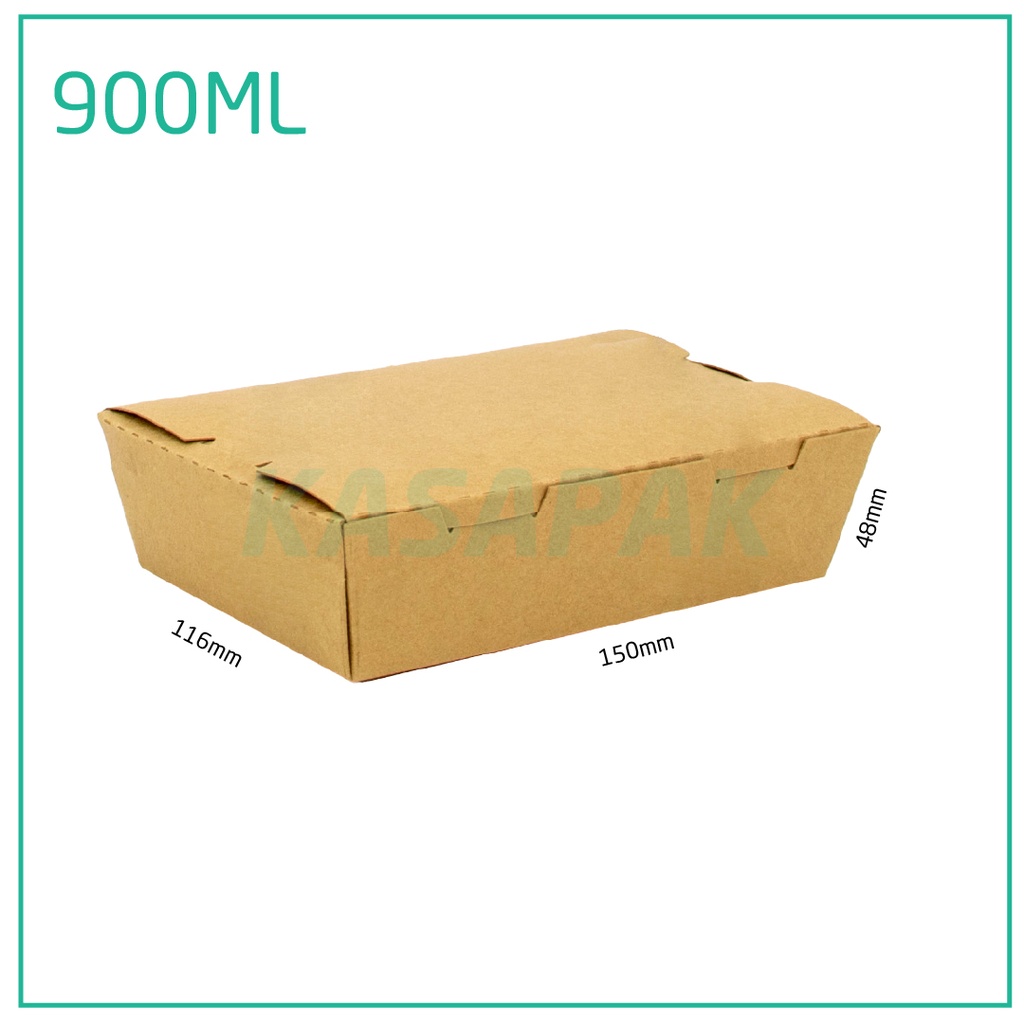 900ml A Kraft Paper Lunch Box 200/ctn
