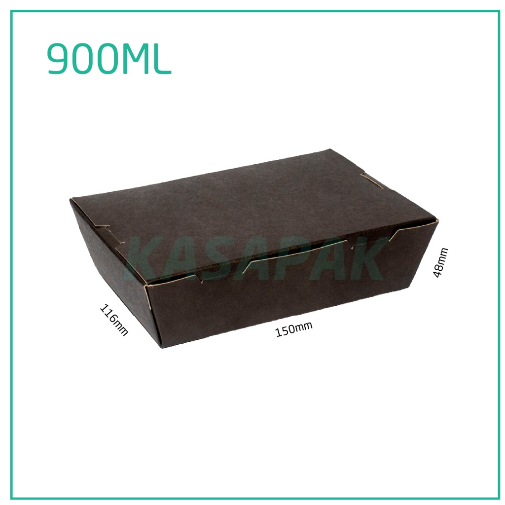 900ml A Black Paper Lunch Box 200/ctn