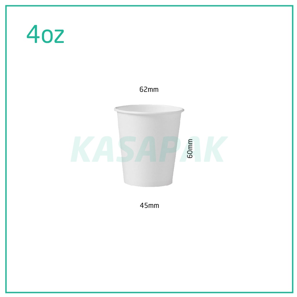4oz Single Wall White Paper Cup 1000/ctn | KASAPAK