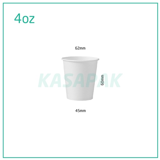 [001001] 4oz Single Wall White Paper Cup 1000/ctn
