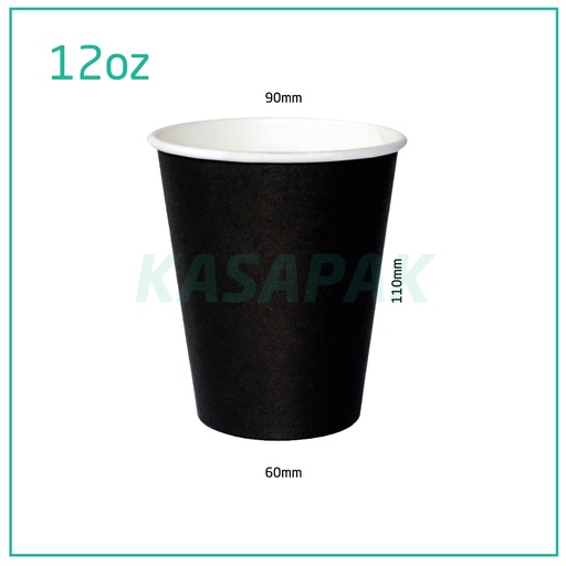 [001010] 12oz Single Wall Black Paper Cup 1000/ctn