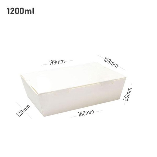 [001211] 1200ml A White Paper Lunch Box 200/ctn