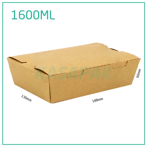 [001212] 1600ml A Kraft Paper Lunch Box 200/ctn