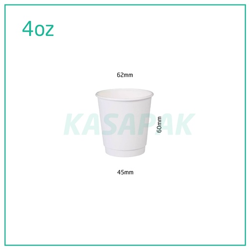 [001011] 4oz Double Wall White Paper Cup 500/ctn