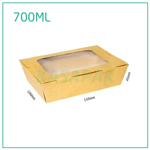 [001221] 700ml W Kraft Paper Window Lunch Box 200/ctn