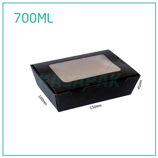 [001222] 700ml W Black Paper Window Lunch Box 200/ctn