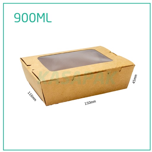 [001224] 900ml W Kraft Paper Window Lunch Box 200/ctn