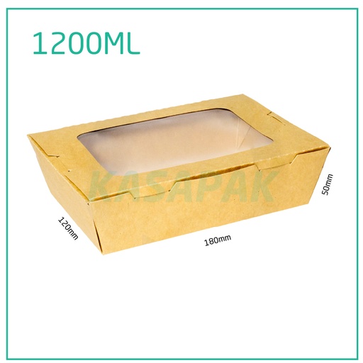 [001227] 1200ml W Kraft Paper Window Lunch Box 200/ctn