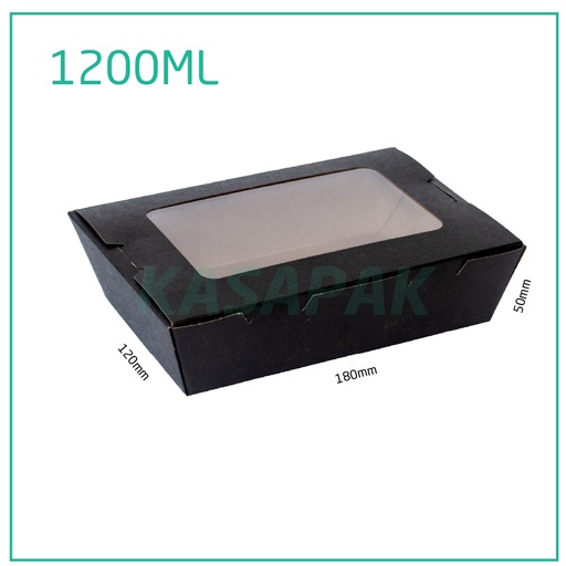 [001228] 1200ml W Black Paper Window Lunch Box 200/ctn