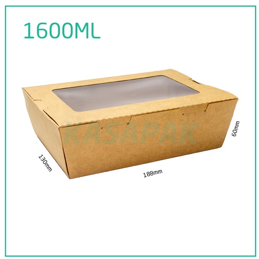 [001230] 1600ml W Kraft Paper Window Lunch Box 200/ctn
