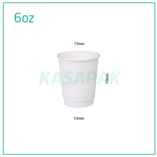 [001012] 6oz Double Wall White Paper Cup 500/ctn
