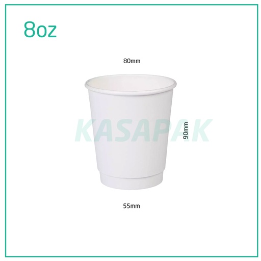 [009001] 8oz Double Wall White Paper Cup 500/ctn