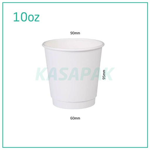 [001014] 10oz Double Wall White Paper Cup 500/ctn
