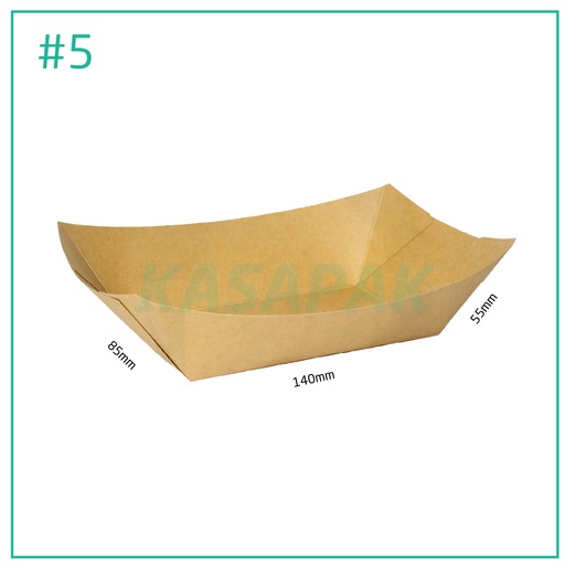 [025003] #5 Kraft Paper Food Tray 14x8.5x5.5H cm 500/ctn