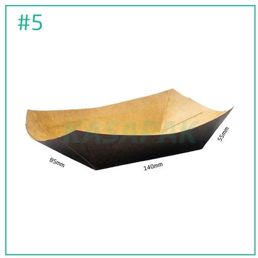 [001255] #5 Black Paper Food Tray 14x8.5x5.5H cm 500/ctn