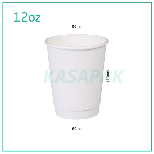 [001015] 12oz Double Wall White Paper Cup 500/ctn