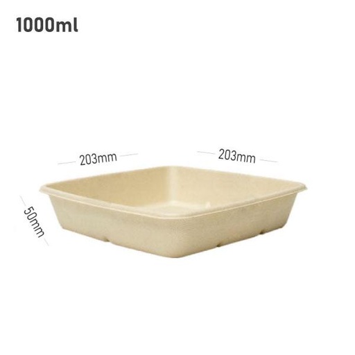 [001284] 1000ml Square Bagasse Sugarcane Food Bowl 300/ctn