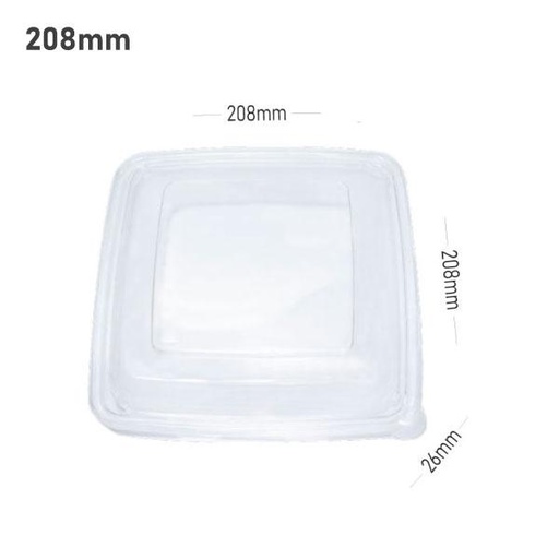 [001285] 208mm Square PET Plastic Sugarcane Bowl Lid 300/ctn