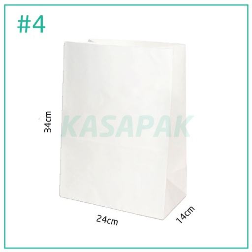 [001303] #4 White Paper No Handle Bag 24×14×34H cm 200/ctn