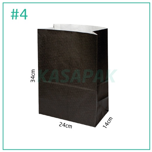 [001304] #4 Black Paper No Handle Bag 24×14×34H cm 200/ctn