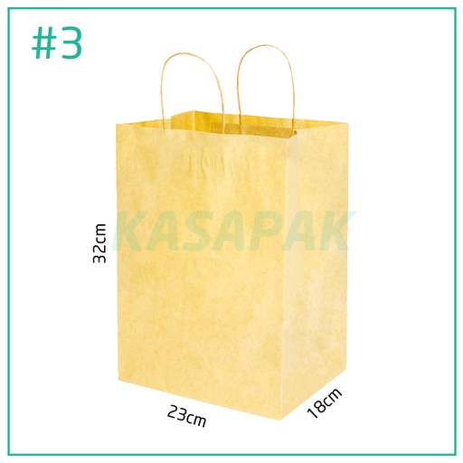 [001307] #3 Kraft Paper Twisted Handle Bag 23×18×32H cm 200/ctn