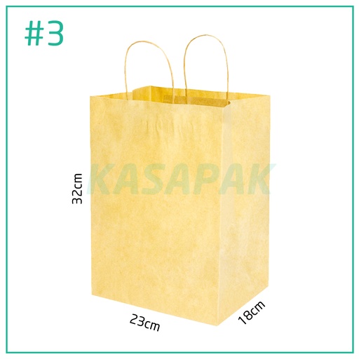 [001307] #3 Kraft Paper Twisted Handle Bag 23×18×32H cm 200/ctn