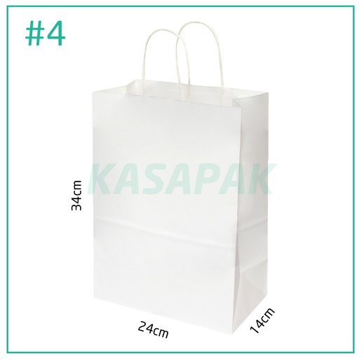 [001309] #4 White Paper Twisted Handle Bag 24×14×34H cm 200/ctn