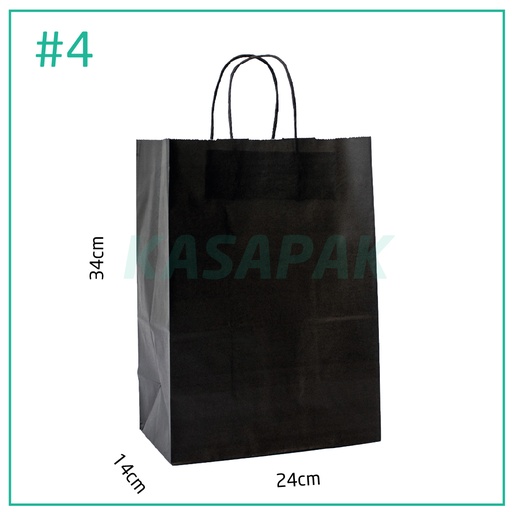 [001310] #4 Black Paper Twisted Handle Bag 24×14×34H cm 200/ctn
