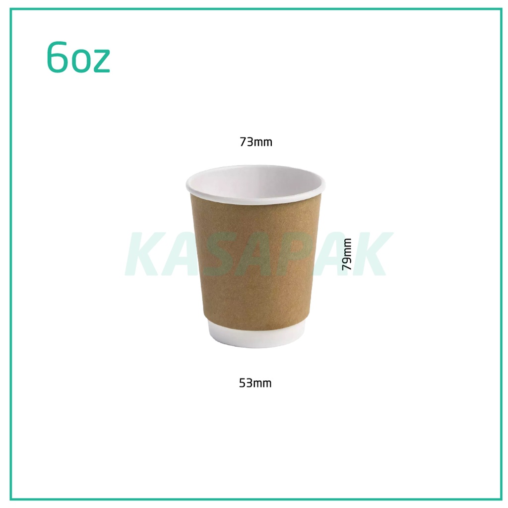 6oz Double Wall Kraft Paper Cup 500/ctn | KASAPAK