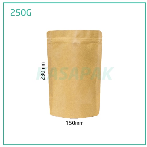 [001352] 250g Kraft Stand Up Ziplock Bag 250/ctn