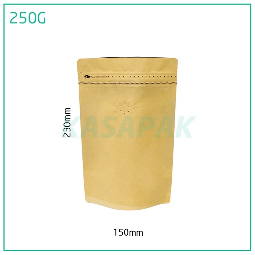 [001354] 250g Kraft Stand Up Ziplock Valve Bag 250/ctn
