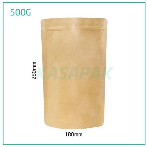[001357] 500g Kraft Stand Up Ziplock Bag 250/ctn