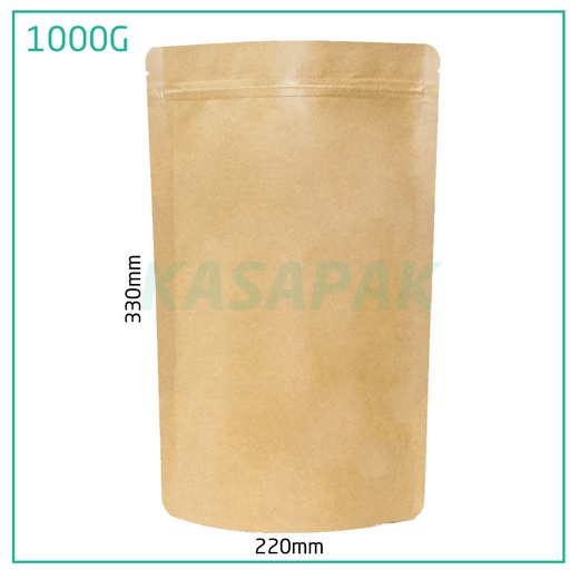 [001361] 1000g Kraft Stand Up Ziplock Bag 250/ctn