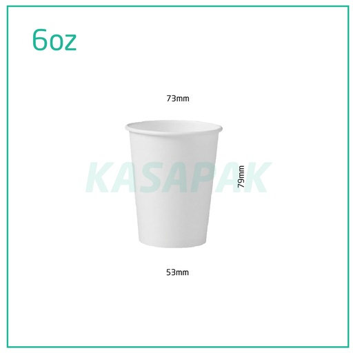 [001002] 6oz Single Wall White Paper Cup 1000/ctn