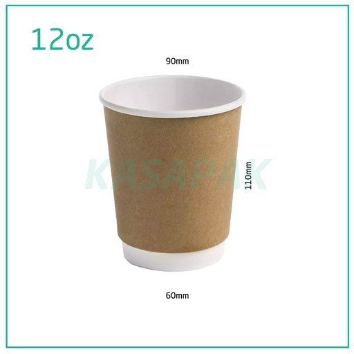 [001020] 12oz Double Wall Kraft Paper Cup 500/ctn
