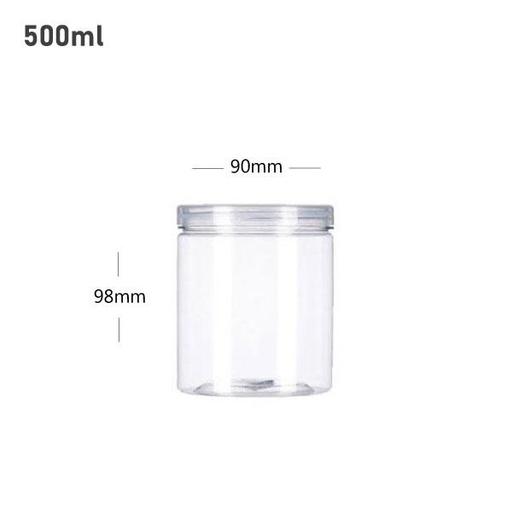 [001416] 500ml/90mm PET Clear Plastic Jar With PP Cap 100/ctn