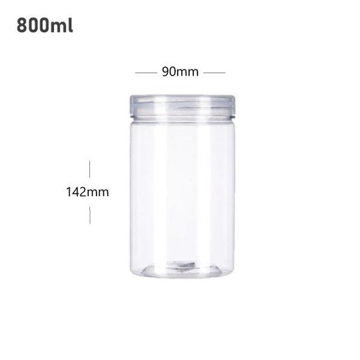 [001420] 800ml/90mm PET Clear Plastic Jar With PP Cap 100/ctn