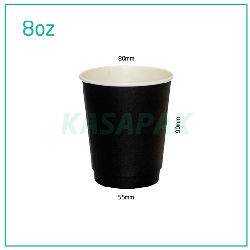 [009002] Black - 8oz Double Wall White Paper Cup 500/ctn