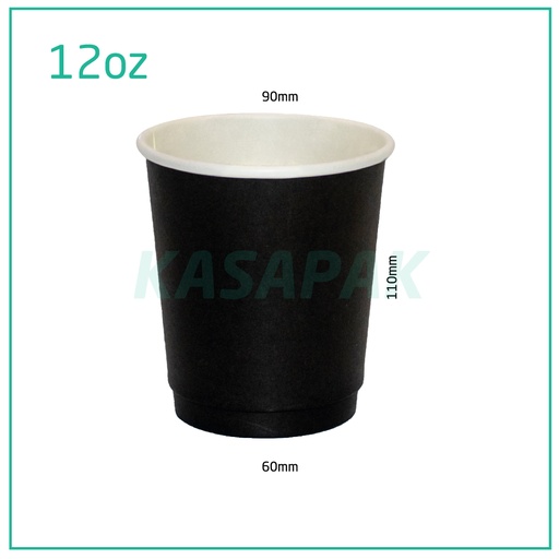 [001025] 12oz Double Wall Black Paper Cup 500/ctn