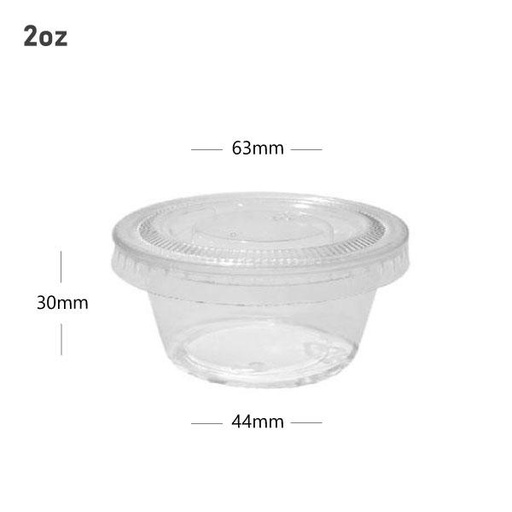 [001279] 2oz PP Plastic Clear Sauce Cup with PET Clear Lid 2000/ctn
