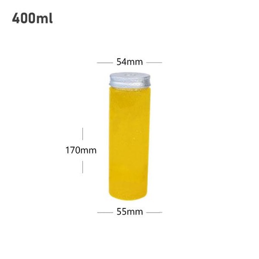 [006013] 400ml PET Plastic Bottle with O Hole Alu Cap 100/ctn