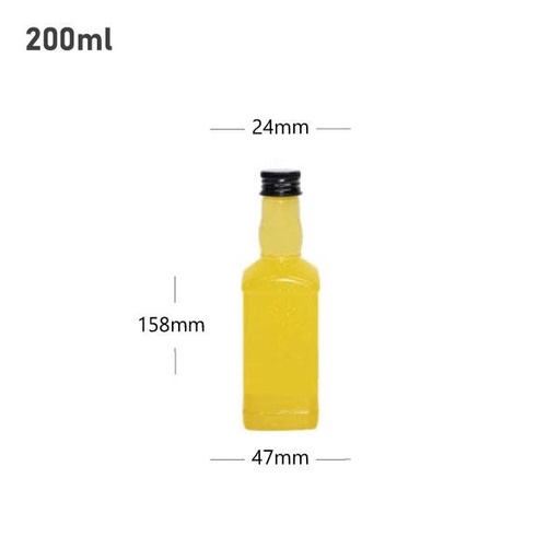 [001607] 200ml PET Plastic Bottle with Black Alu Cap 200/ctn