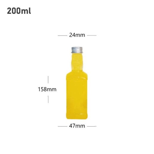 [001608] 200ml PET Plastic Bottle with Black Alu Cap 200/ctn