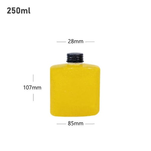 [001615] قارورة قهوة باردة 250 مل بلاستيك شفاف بغطاء الومنيوم اسود 200 حبة