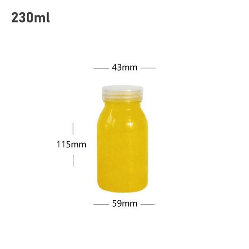 [001617] 230ml PET Plastic Milk Bottle with White PP Cap 200/ctn