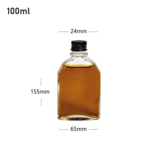 [001650] 100ml A Cold Brew Clear Glass Bottle Black Alu Cap 60/ctn