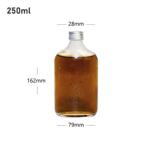 [001654] 250ml B Cold Brew Glass Bottle Silver Alu Cap 40/ctn